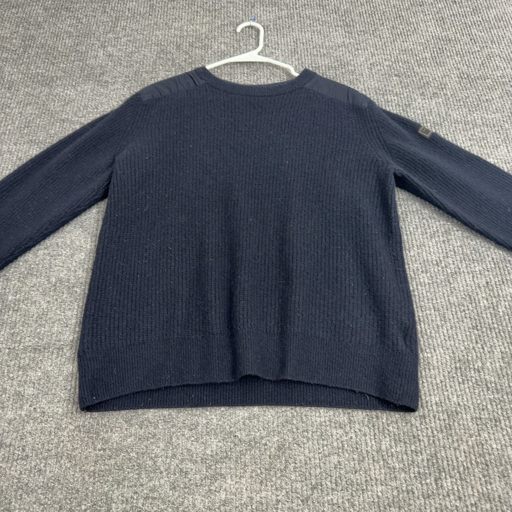Helly Hansen Sweater Mens L Navy Wool Blend Arctic Ocean Elbow Patches Nautical